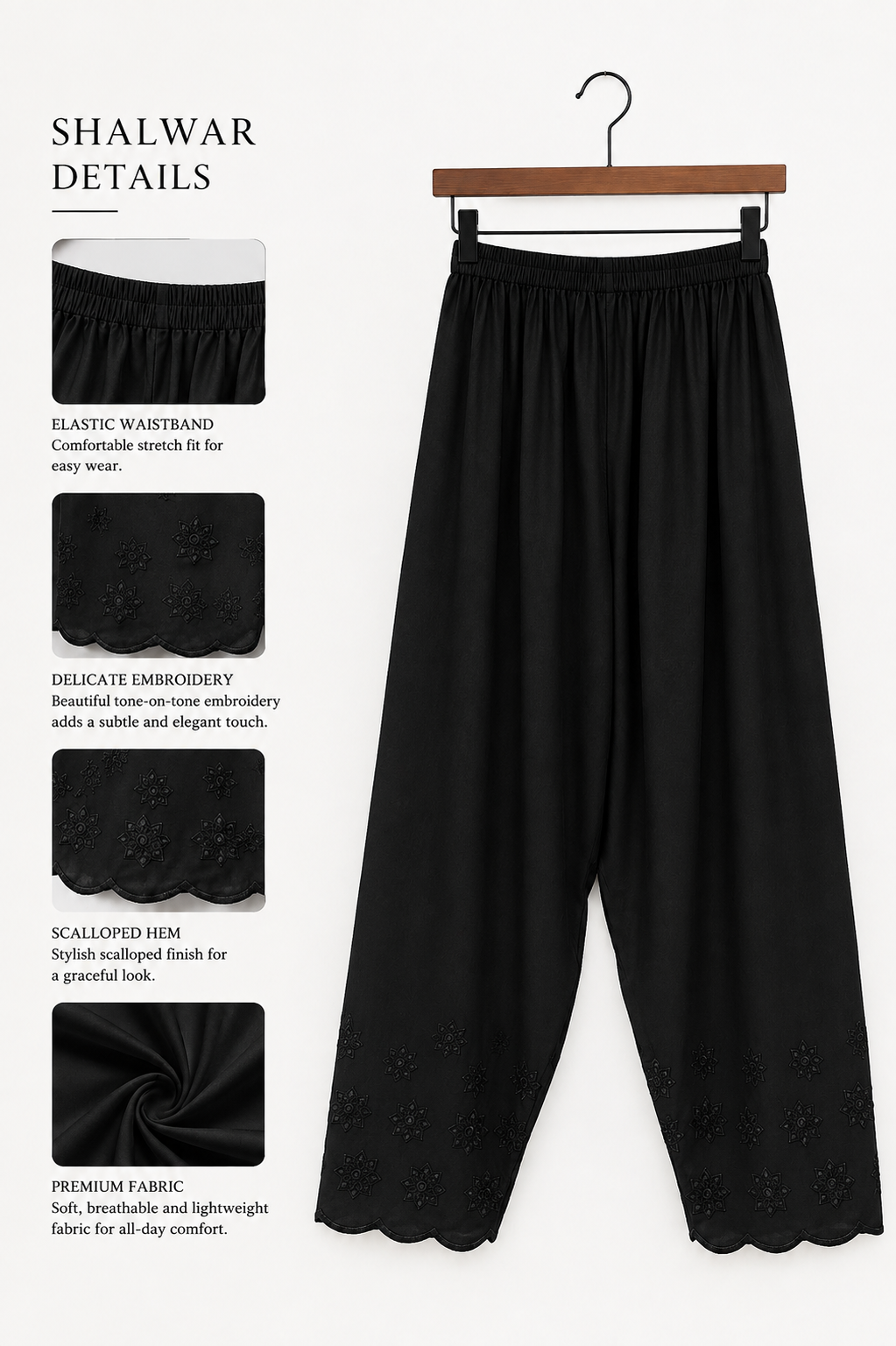 Black embroidered shalwar