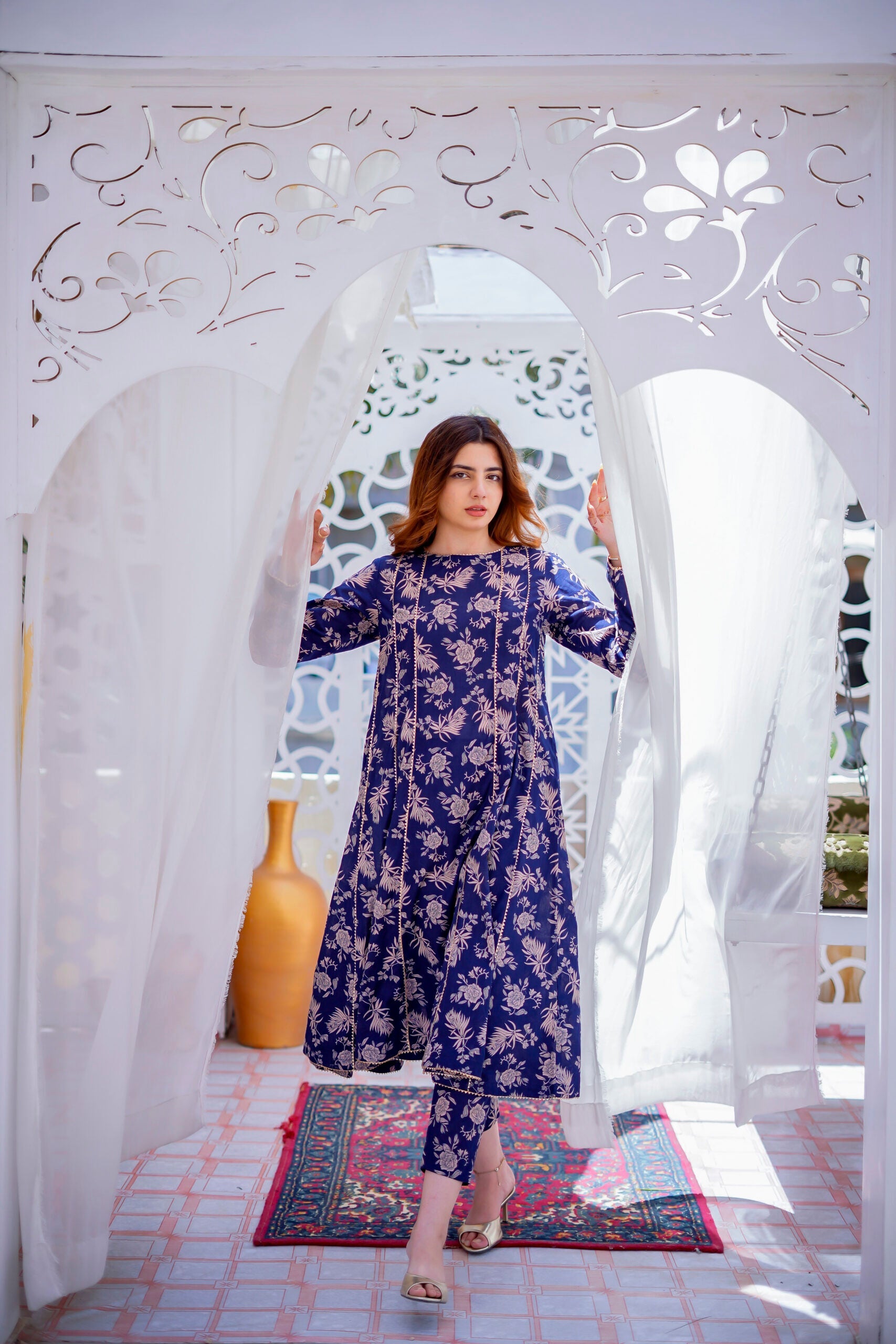 2-Piece Lawn Dress with Gotta Lace