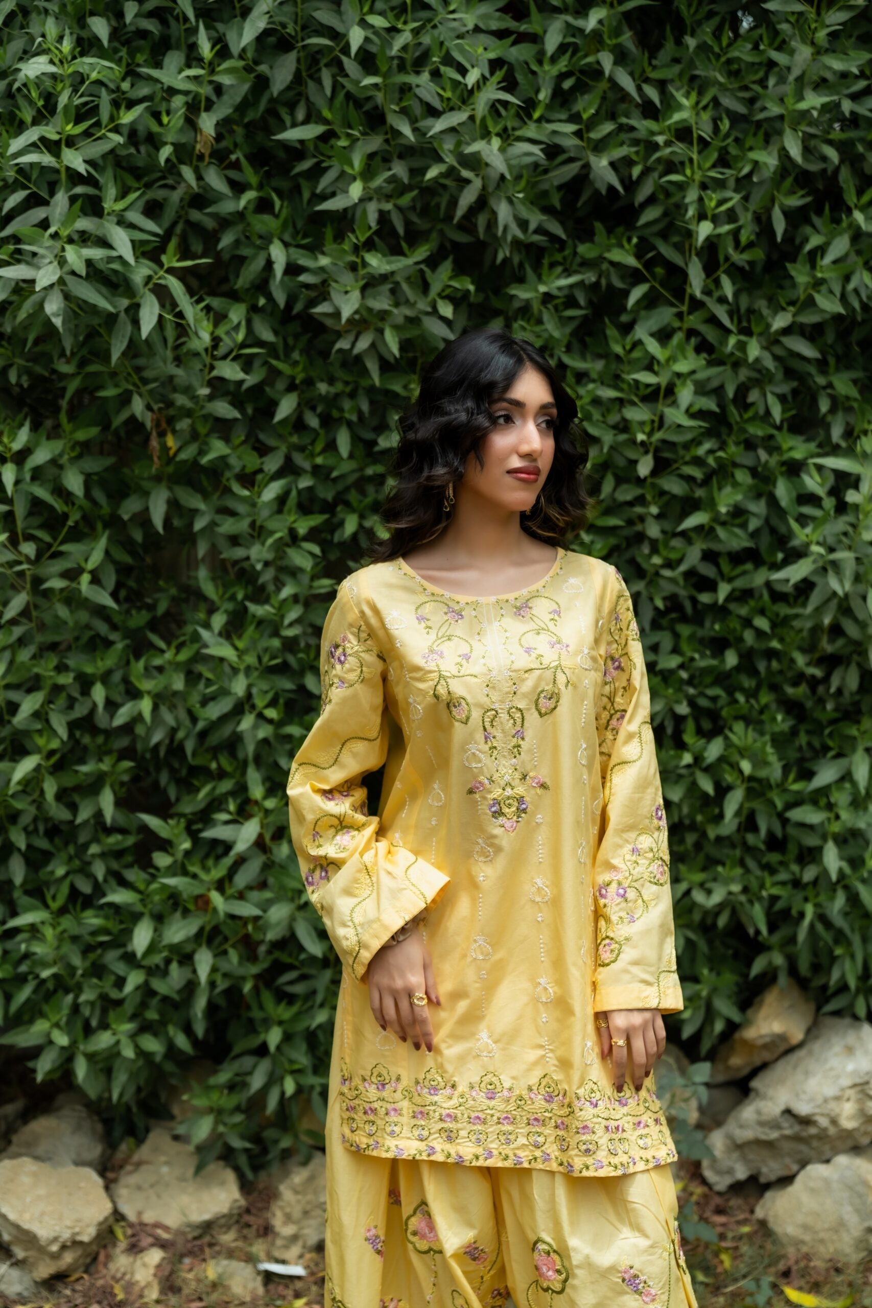 Buttercup Yellow Embroidered Lawn 2-Piece Ensemble