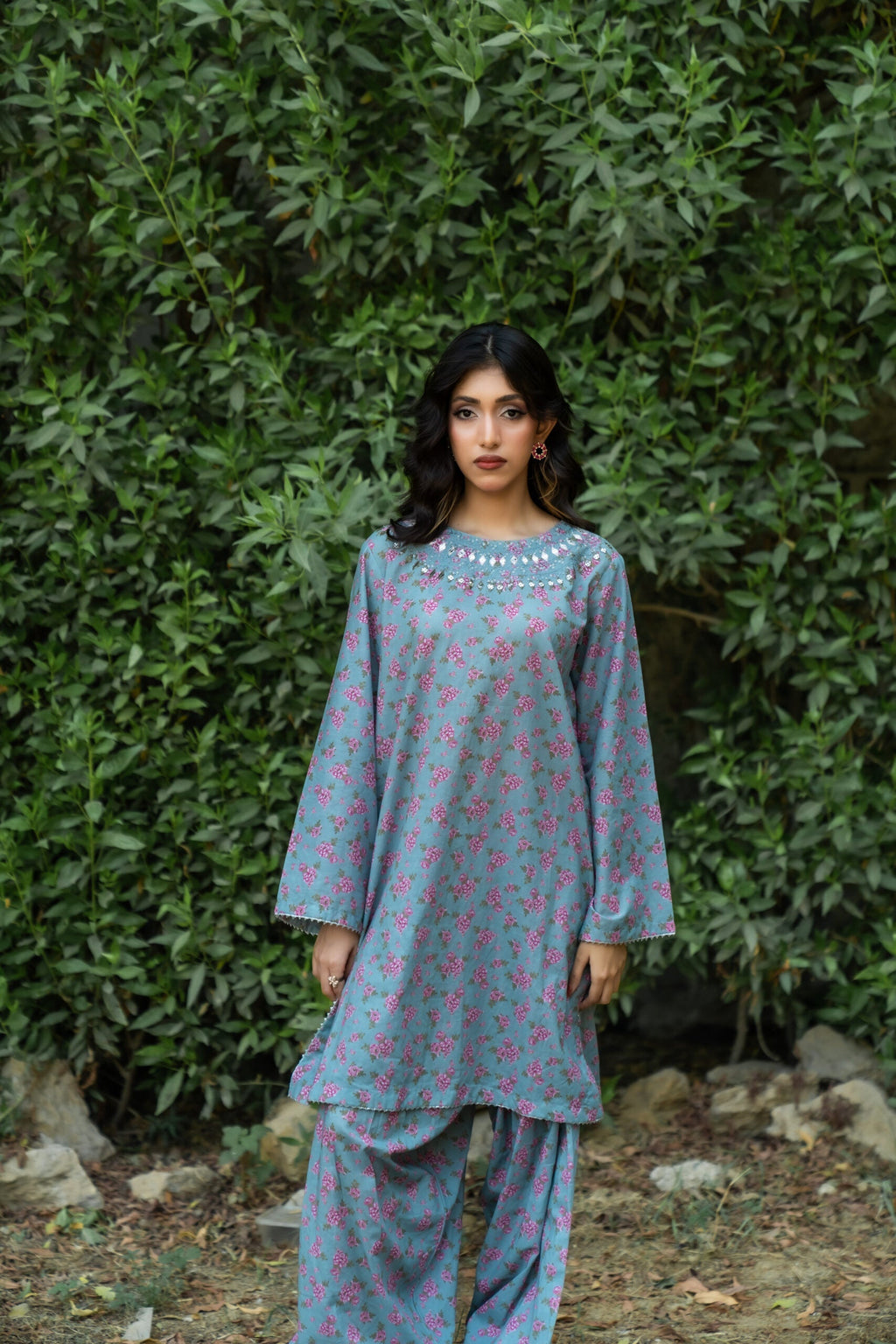 Soft Grey Floral Lawn