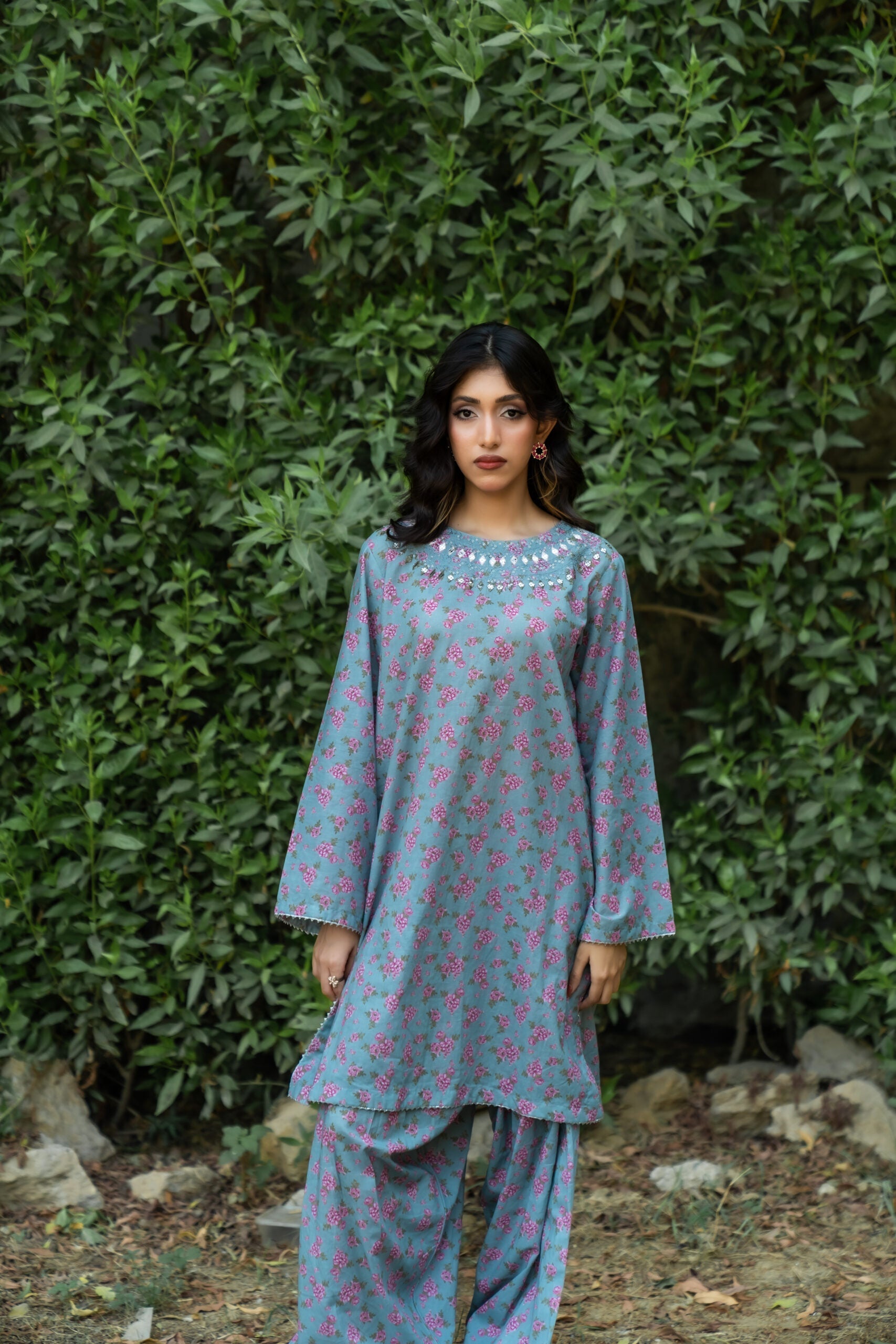 Soft Grey Floral Lawn