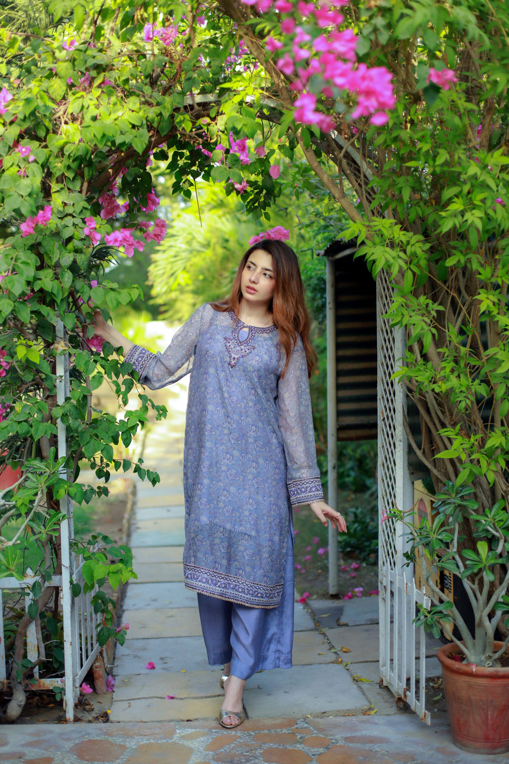 Embroidered Cotton Net 4-Piece