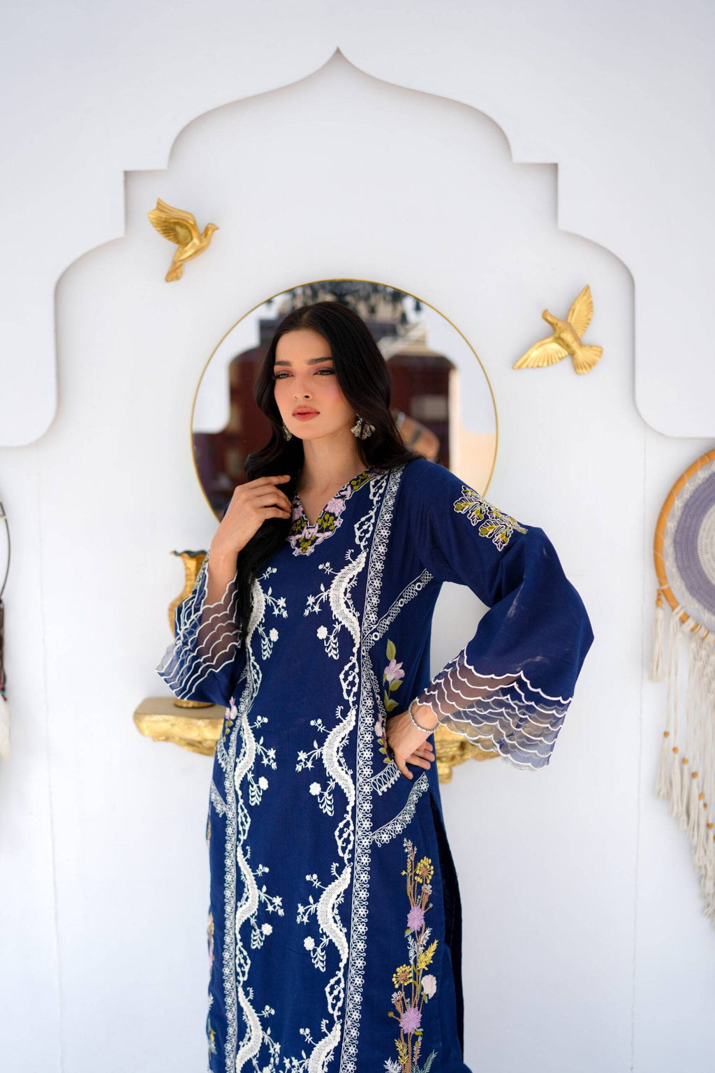 Deep Navy Minimalist Luxury Khaddar