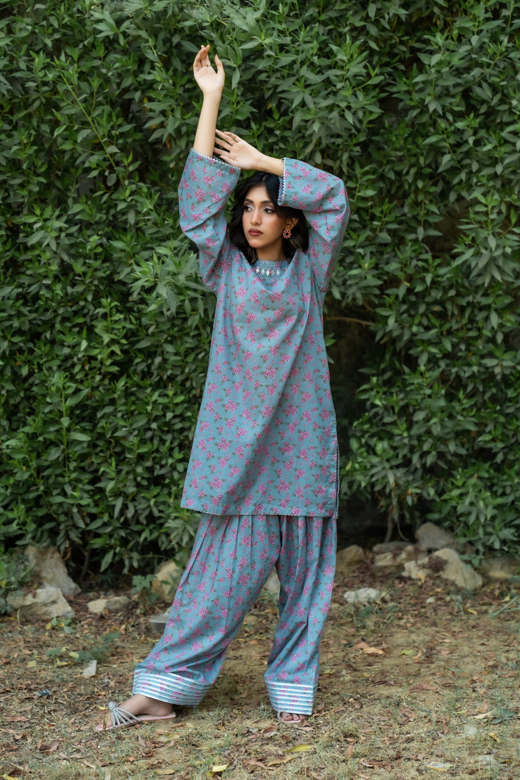 Soft Grey Floral Lawn