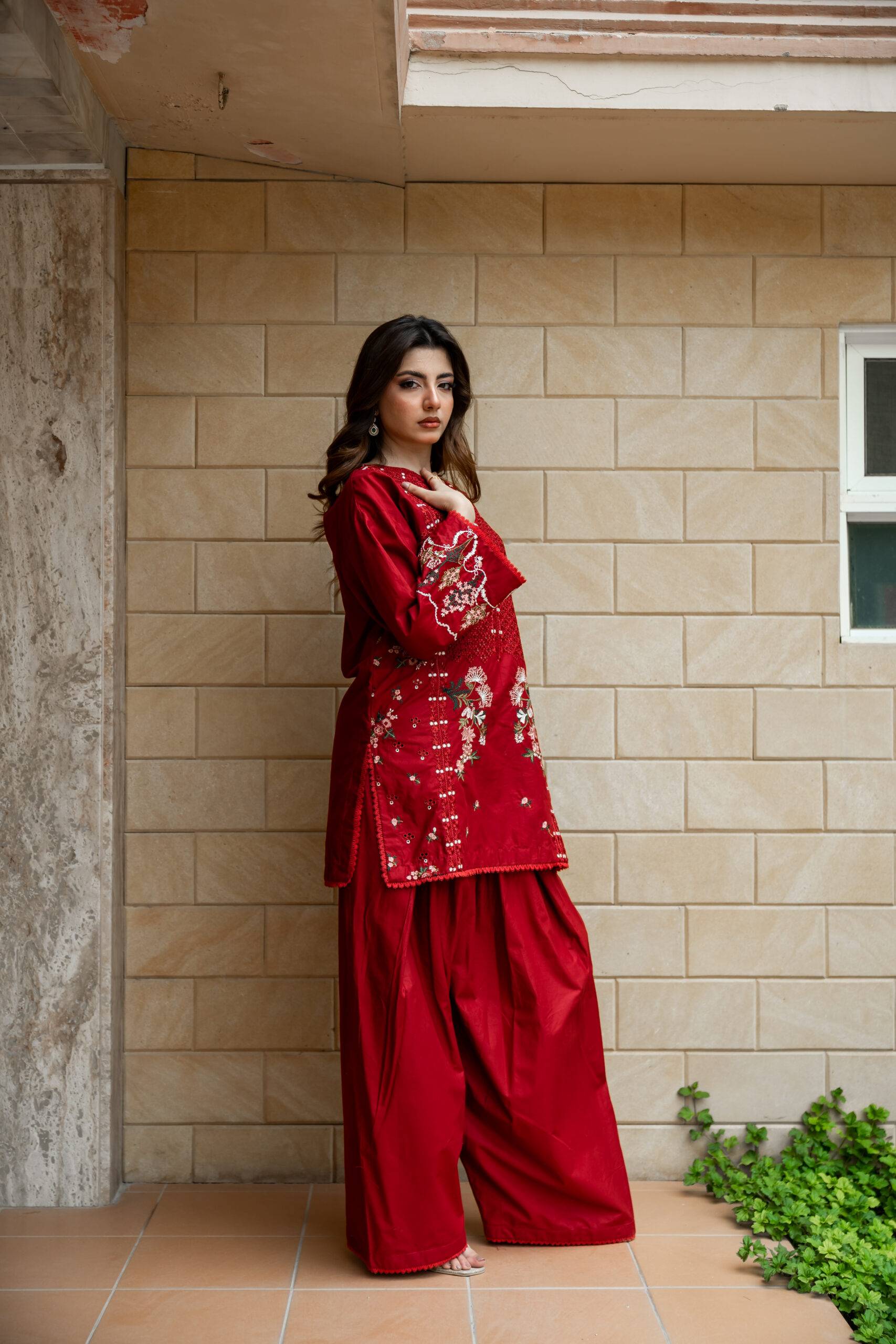 Ruby Red Embroidered Lawn 2-Piece