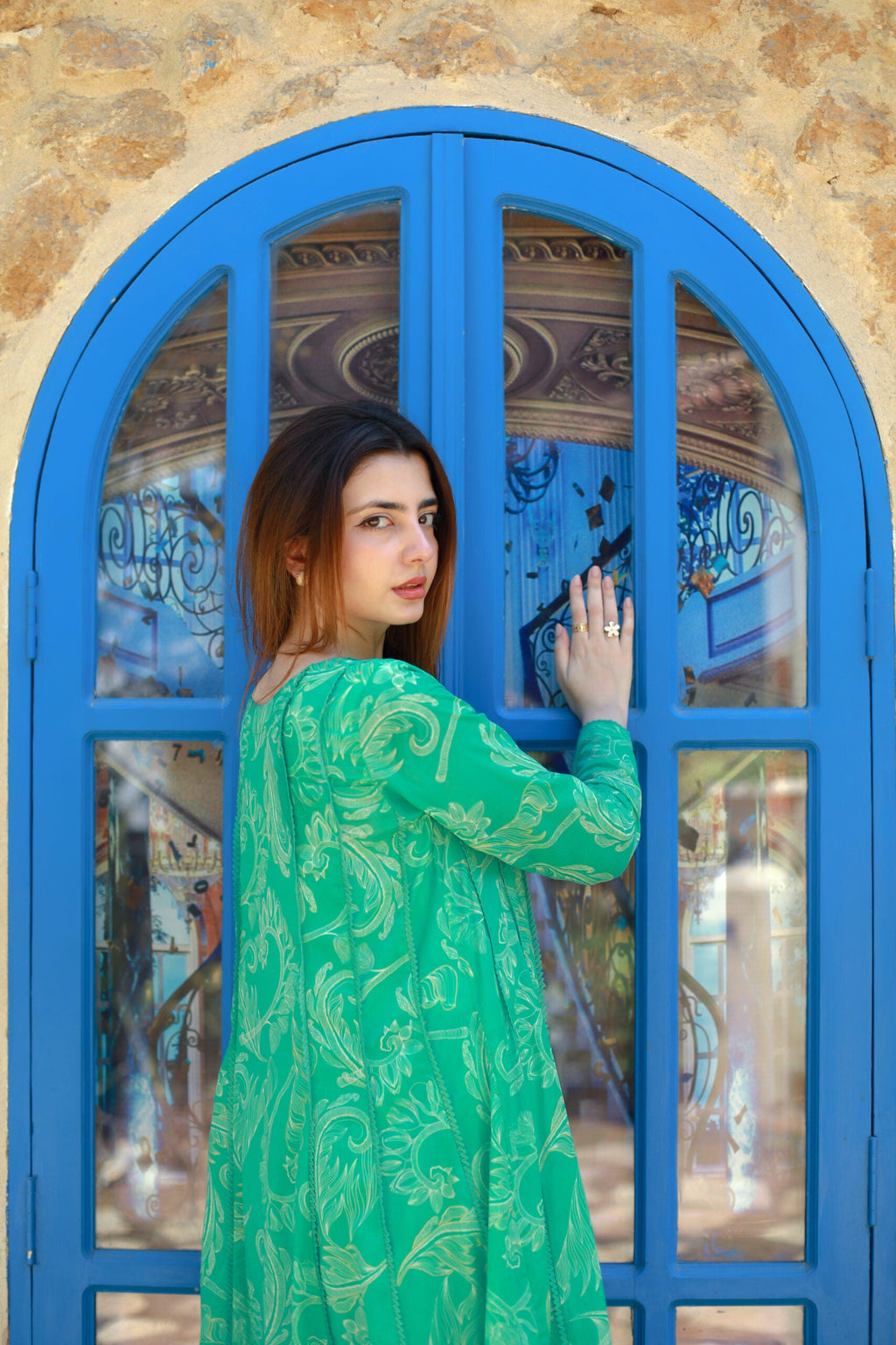 2-Piece Lawn Dress with Lace Detailing