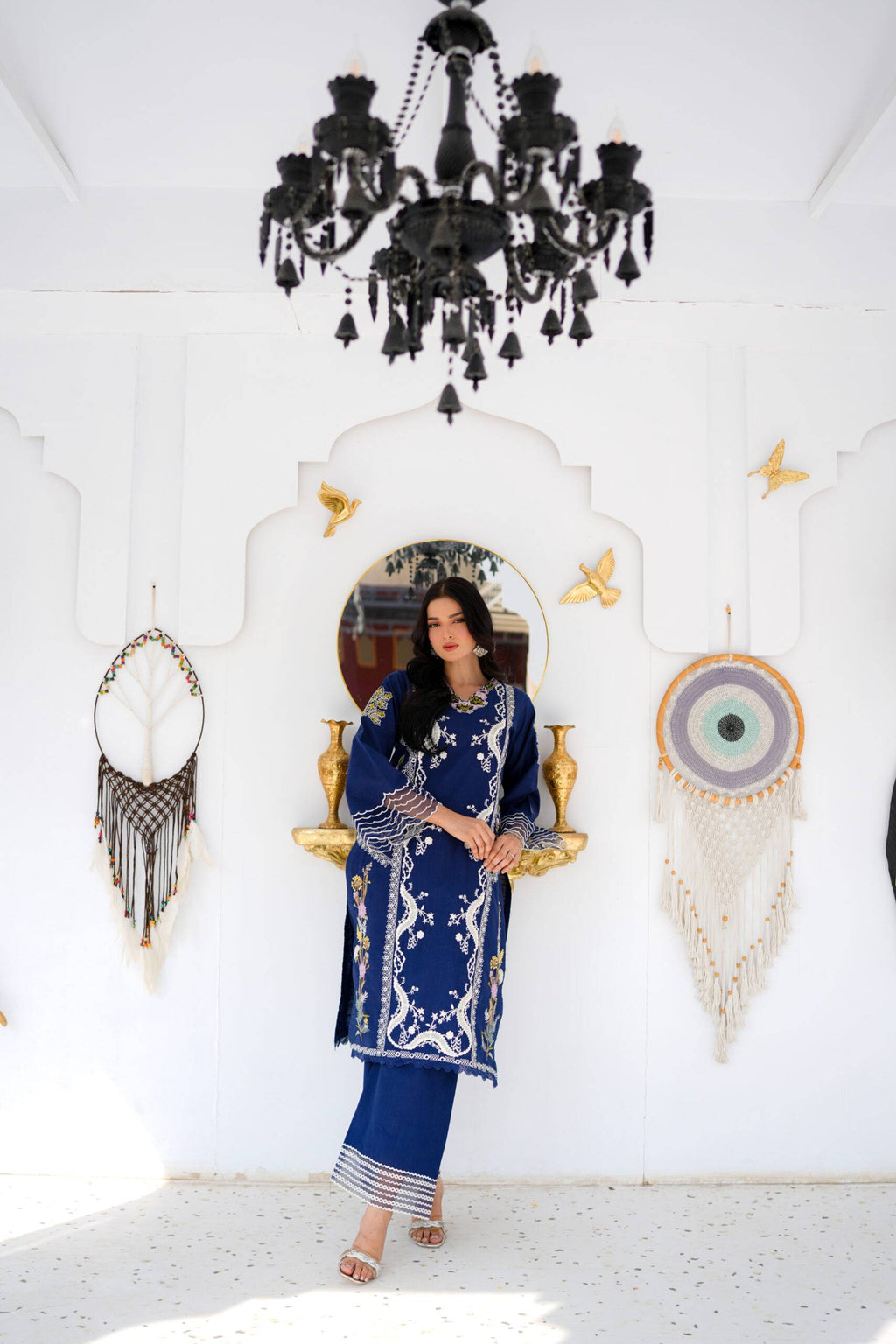 Deep Navy Minimalist Luxury Khaddar