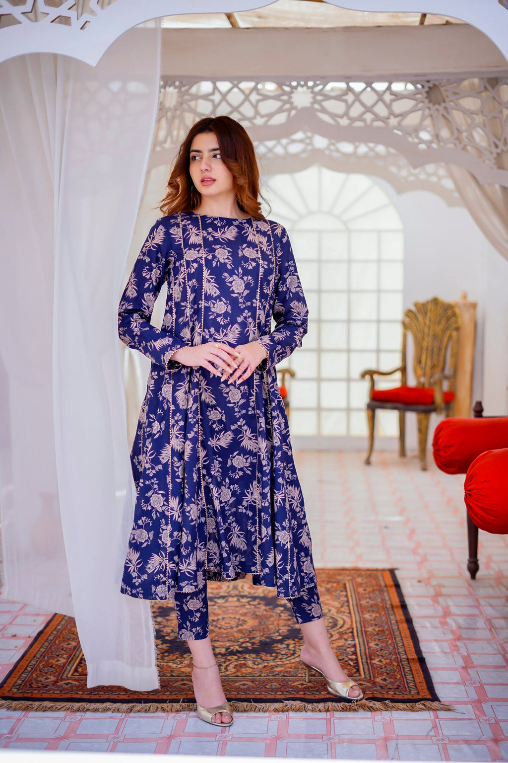 2-Piece Lawn Dress with Gotta Lace