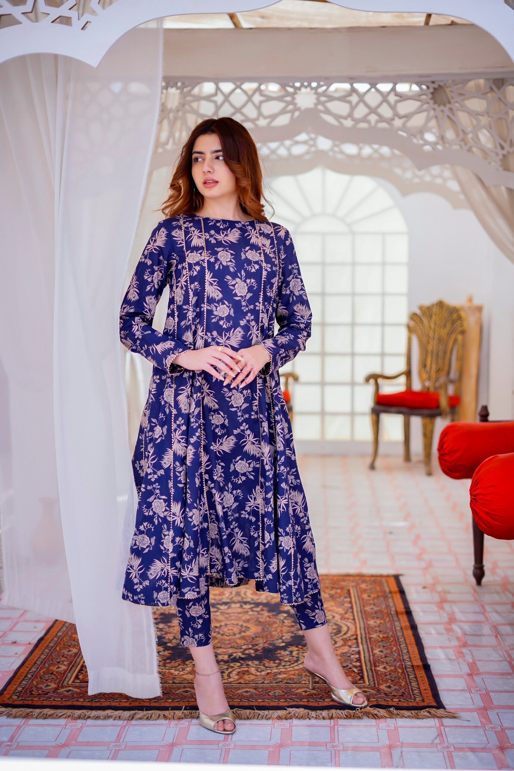 2-Piece Lawn Dress with Gotta Lace