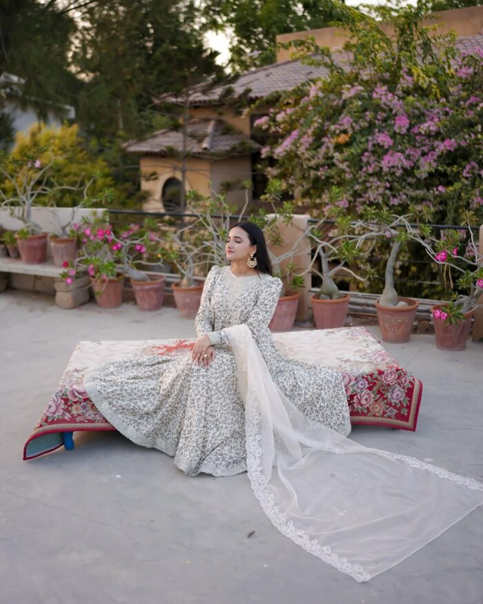 2-Piece Embroidered Lawn Frock Set