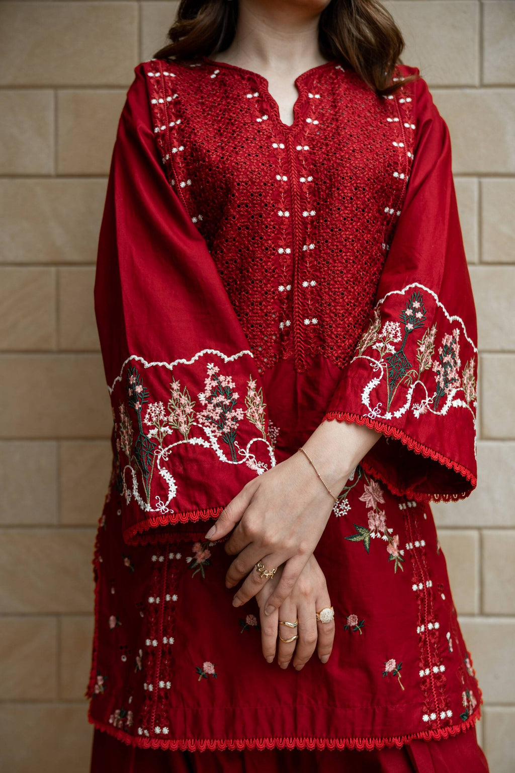 Ruby Red Embroidered Lawn 2-Piece