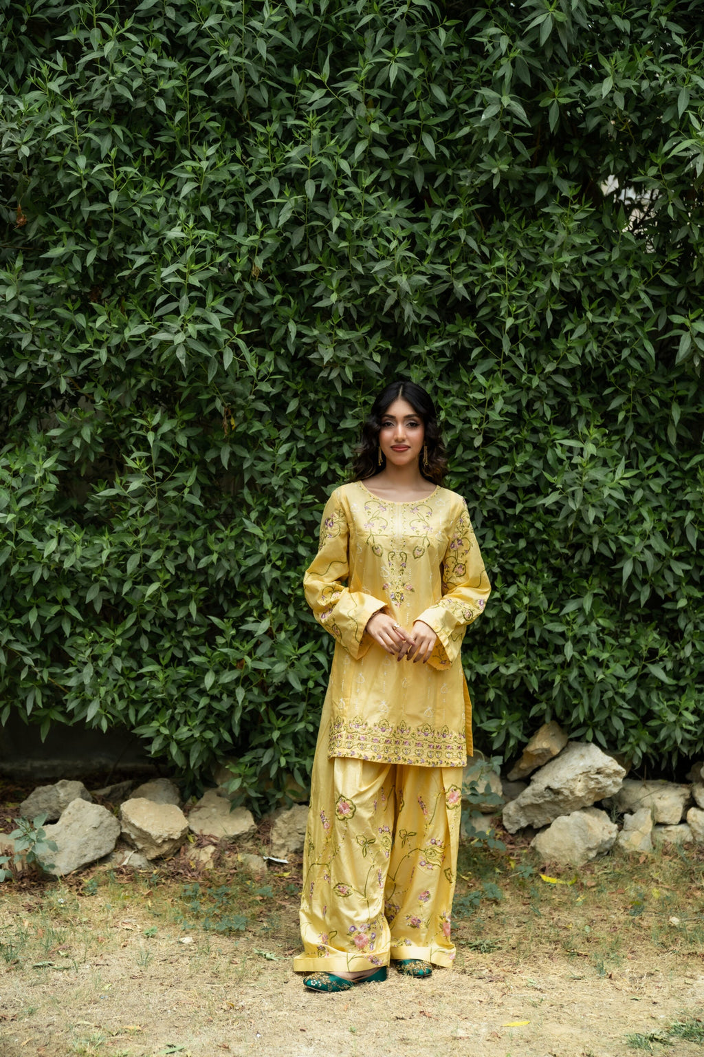 Buttercup Yellow Embroidered Lawn 2-Piece Ensemble