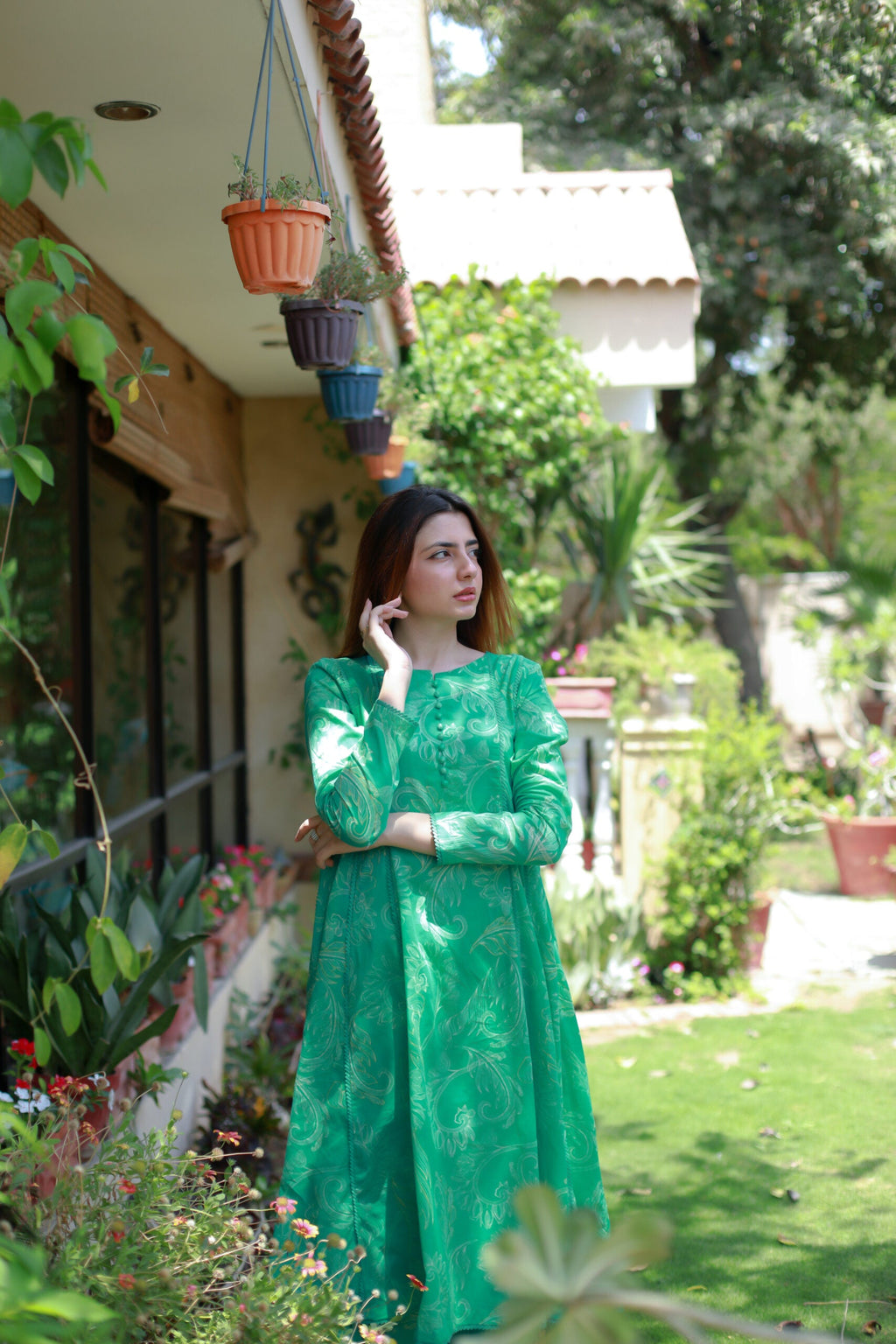 2-Piece Lawn Dress with Lace Detailing