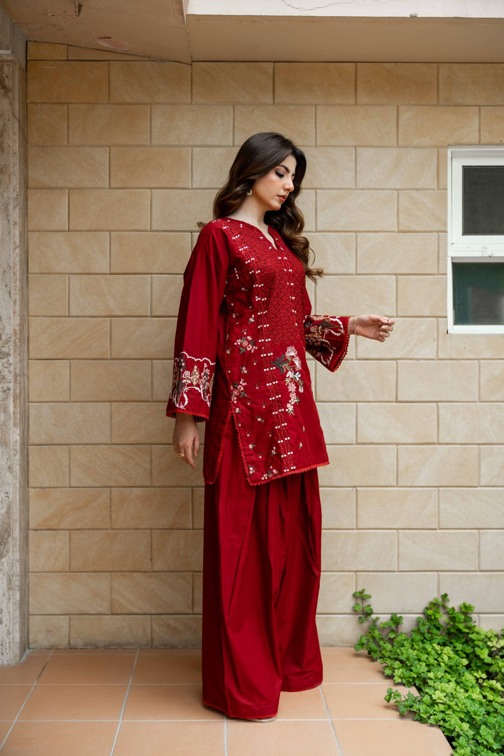 Ruby Red Embroidered Lawn 2-Piece