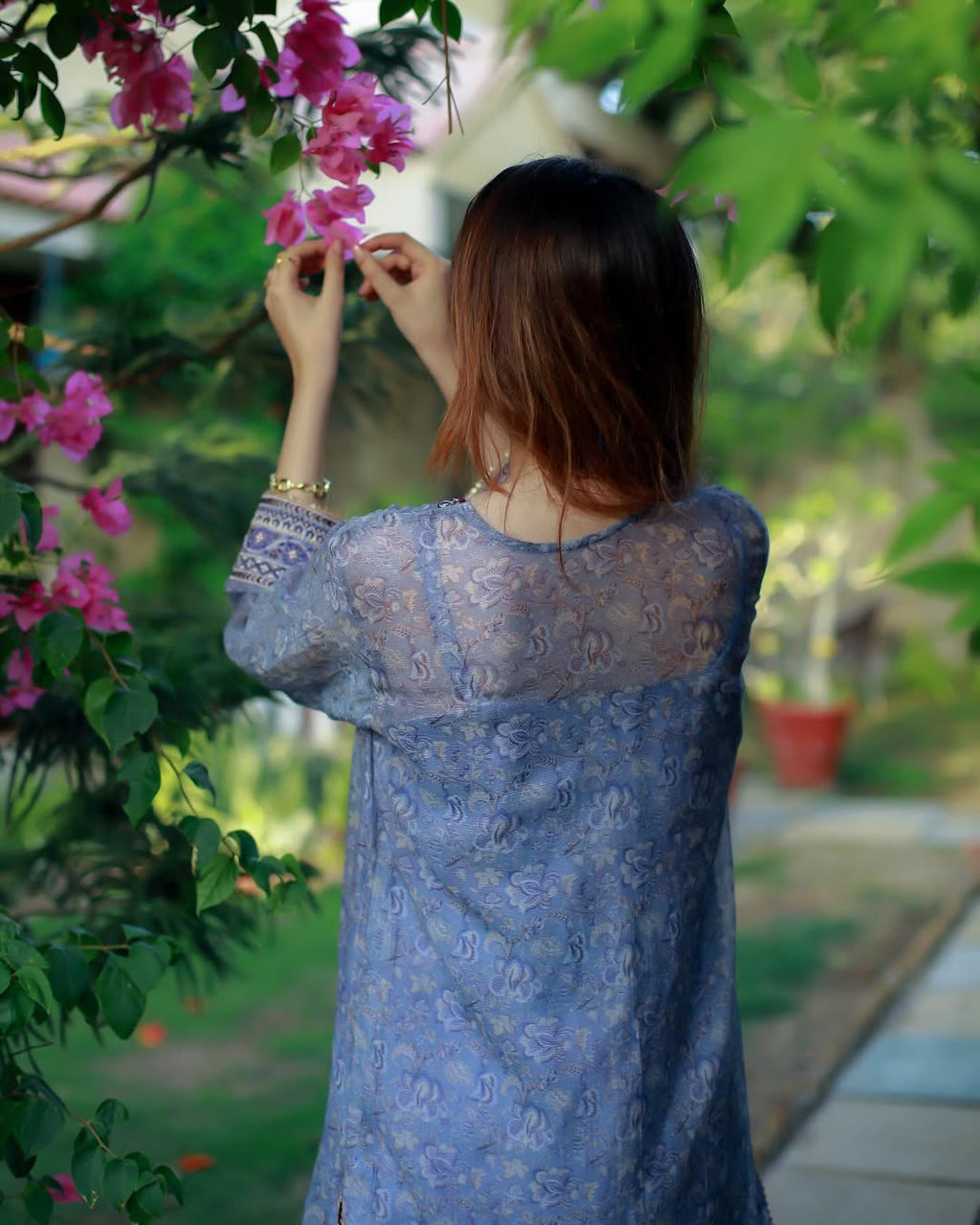 Embroidered Cotton Net 4-Piece