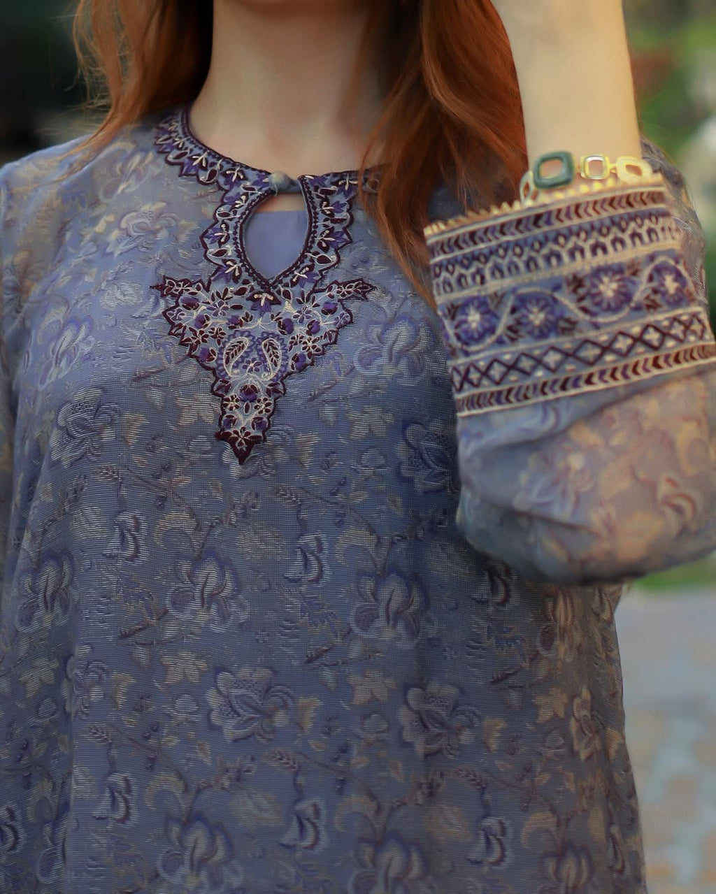 Embroidered Cotton Net 4-Piece