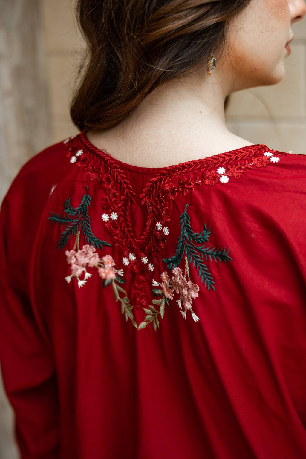 Ruby Red Embroidered Lawn 2-Piece