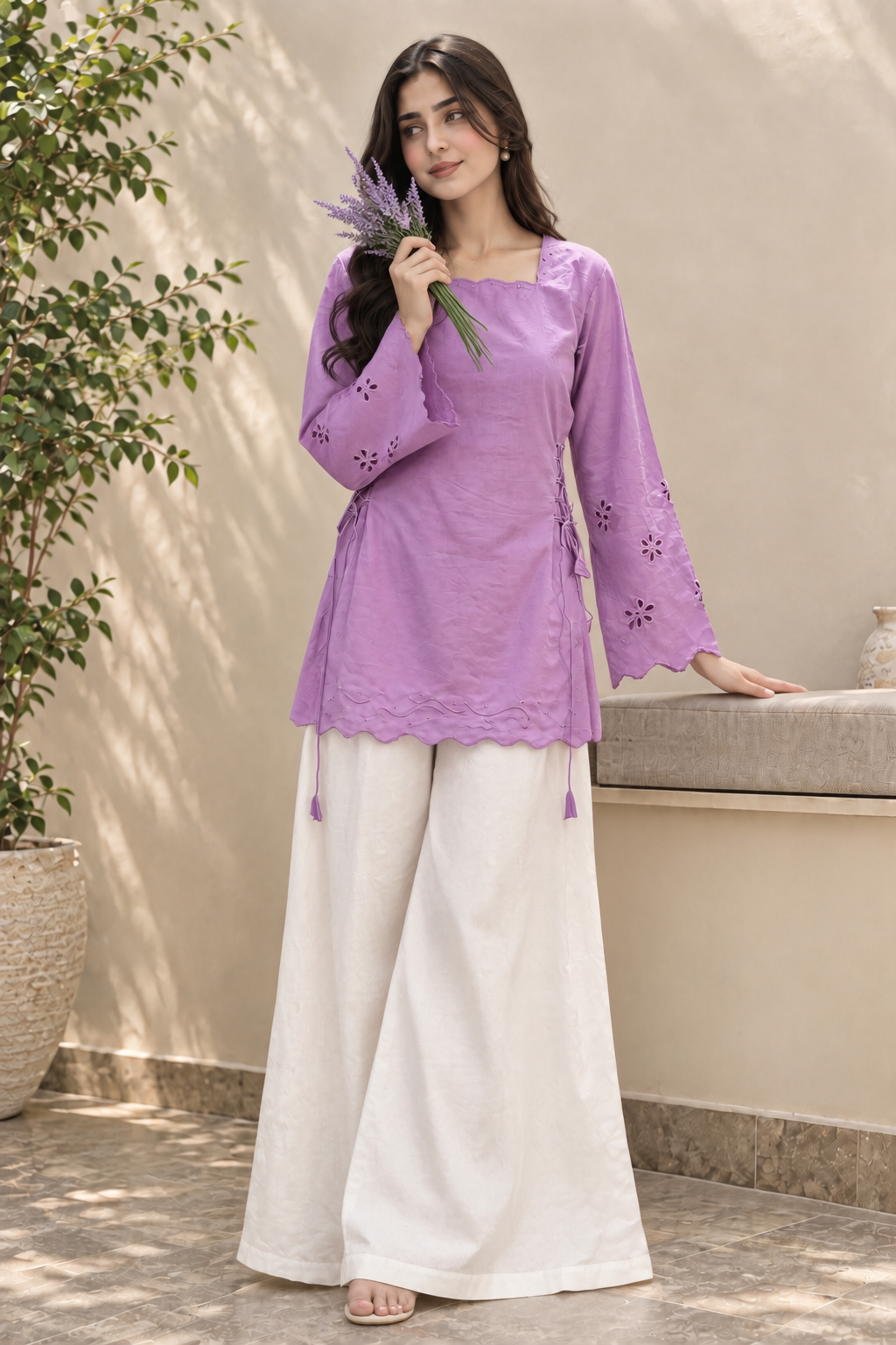Lavender Bloom – Embroidered Pret Set