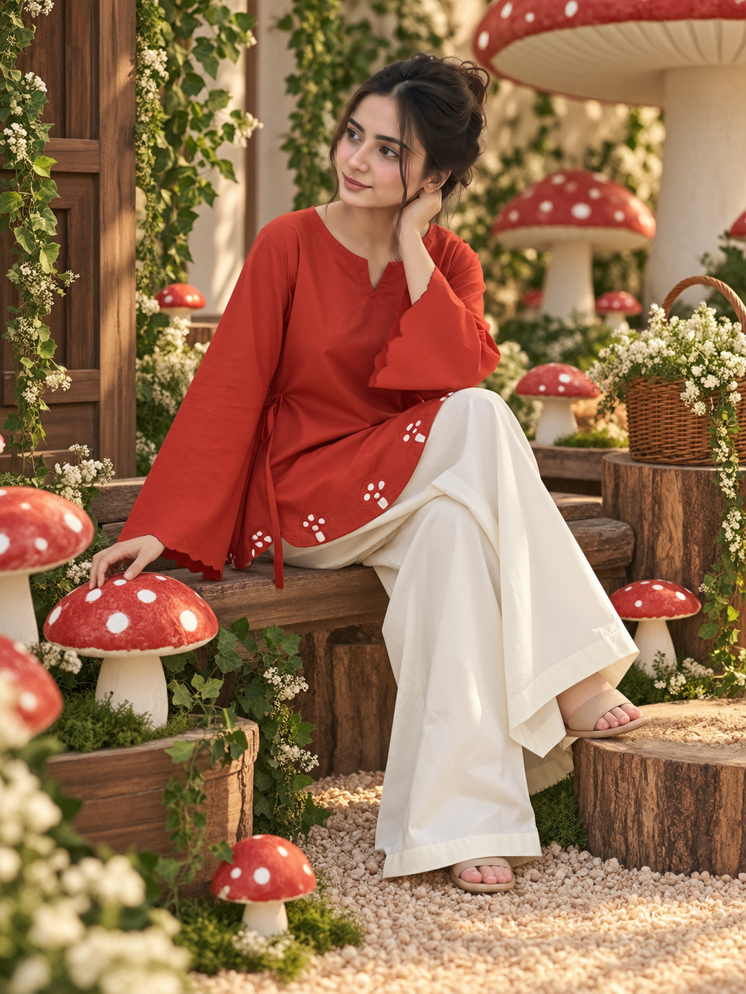 Mushroom Embroidered Co-Ord Set