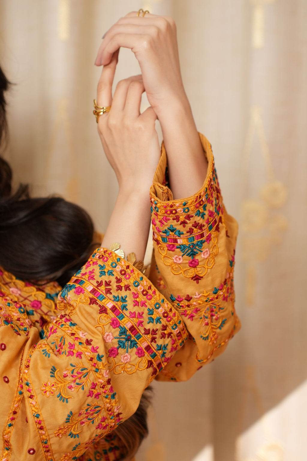 Rich Warm Mustard  Embroidered Lawn 2-Piece