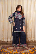 Royal Navy Blue Embroidered 2-Piece Suit
