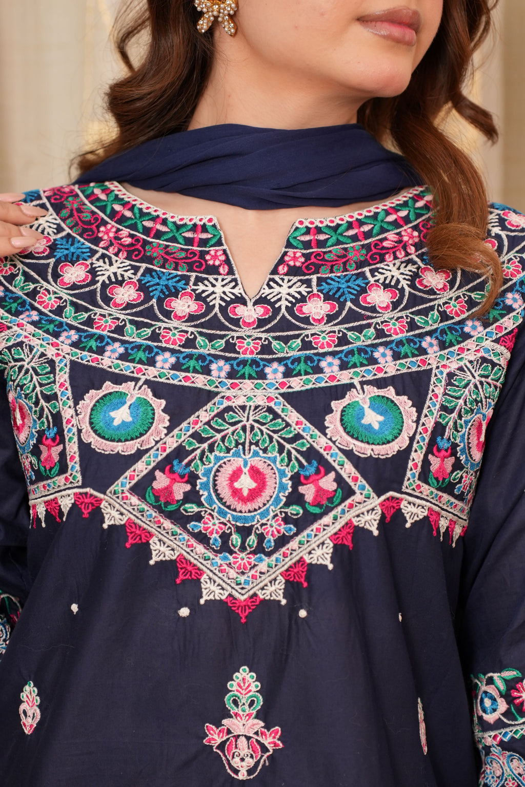 Royal Navy Blue Embroidered 2-Piece Suit