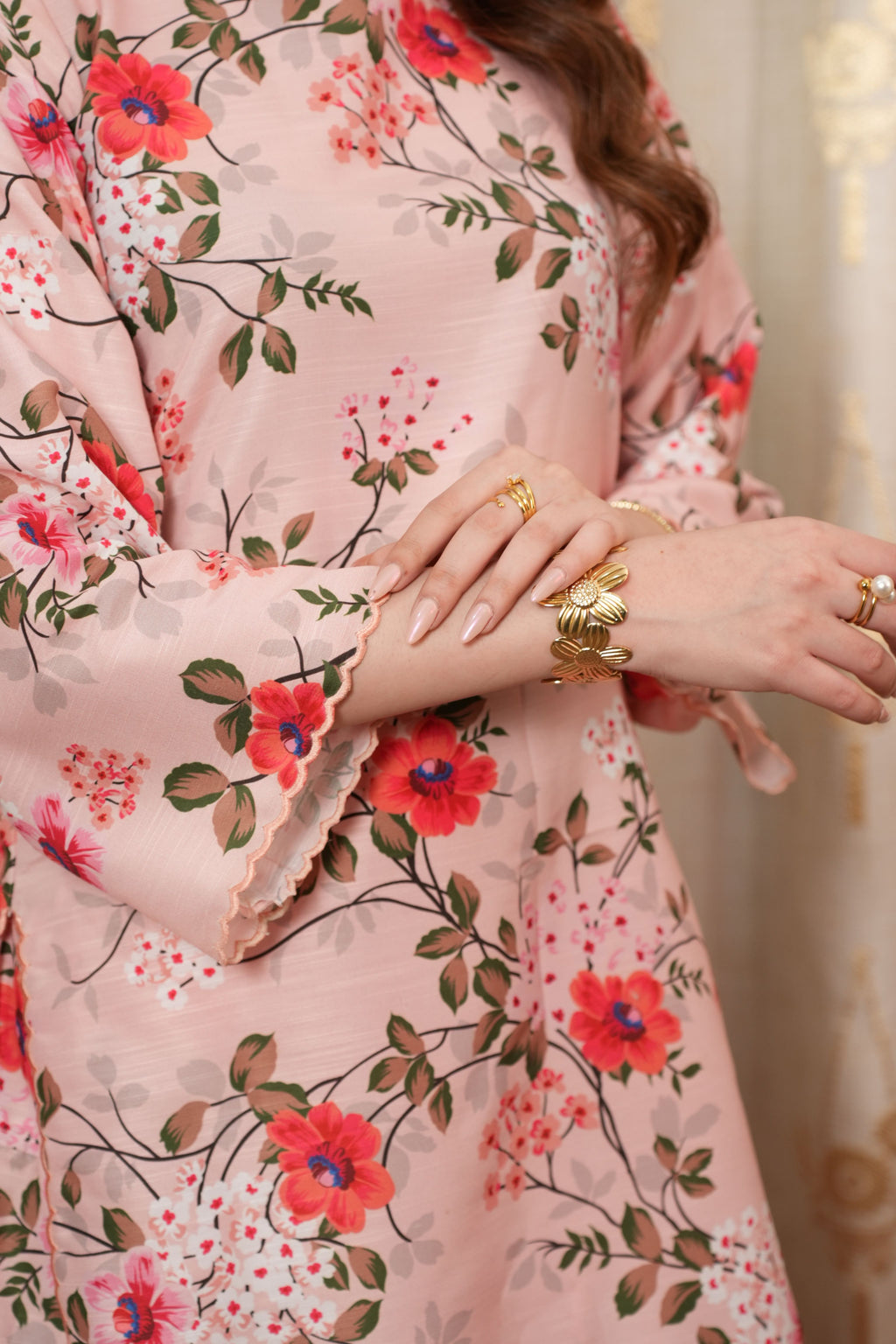 Pastel Pink 2- Piece Embroidered