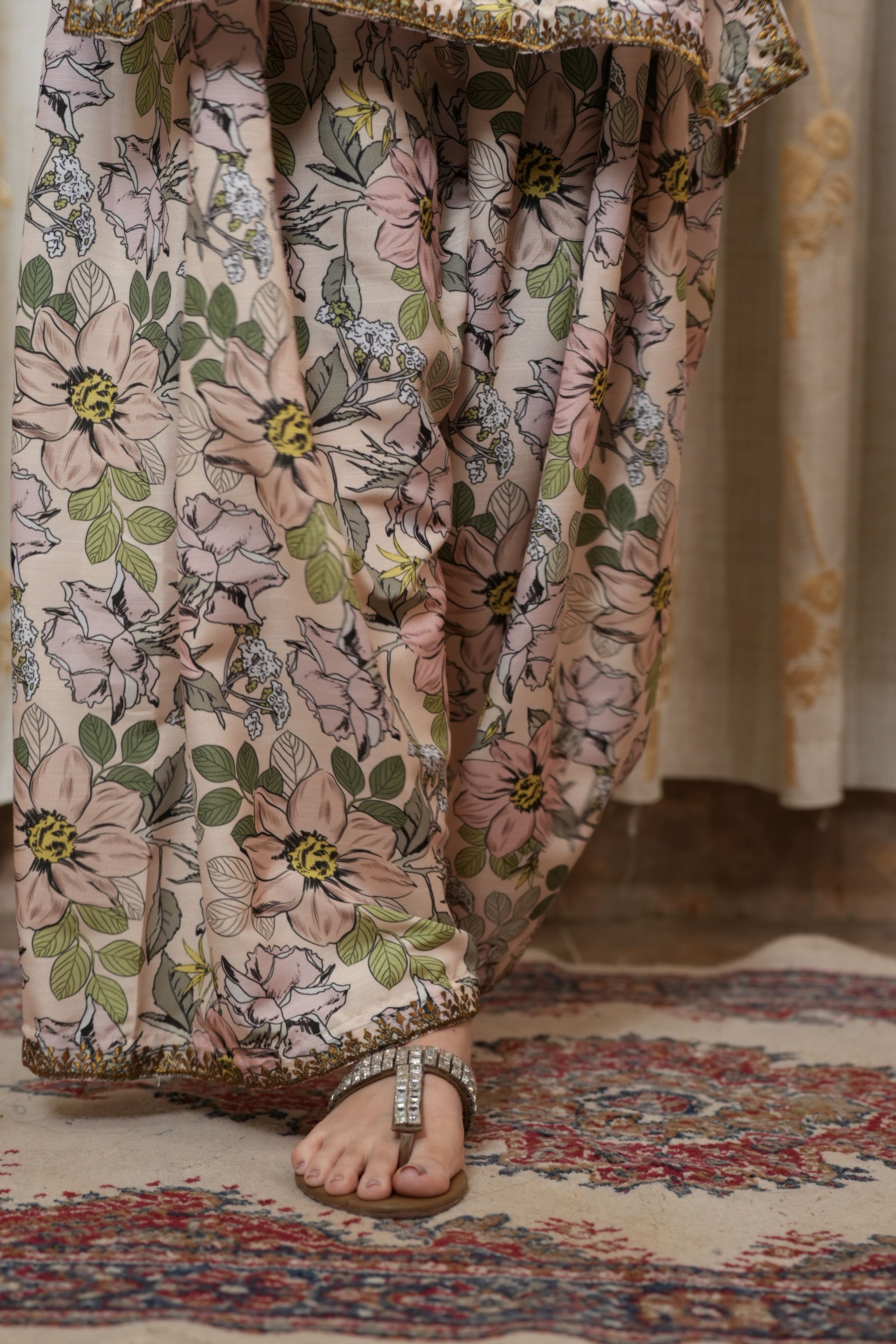 Soft blush beige  2-piece  Embroidered Suit