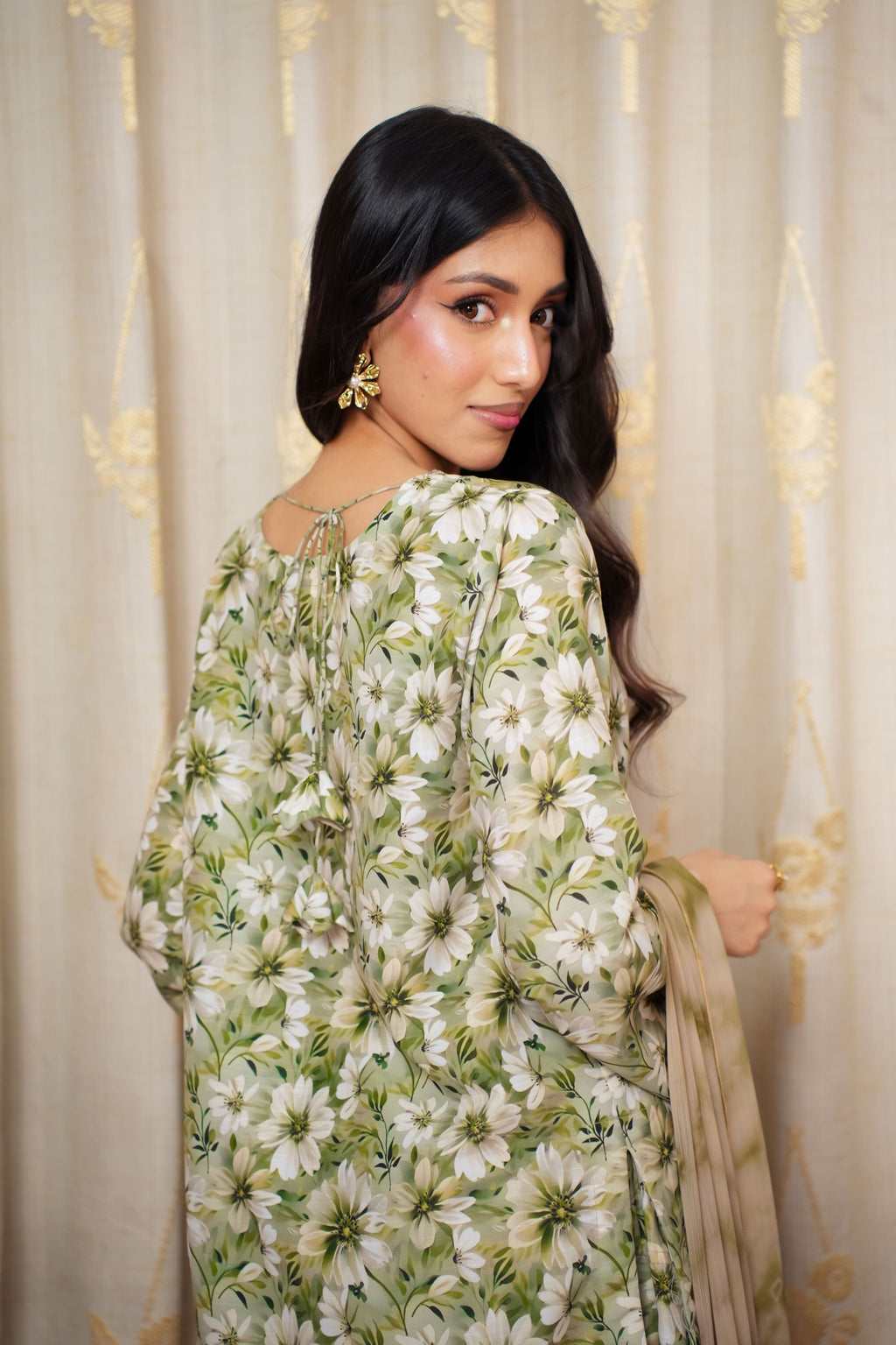 Floral green 2-Piece Embroidered