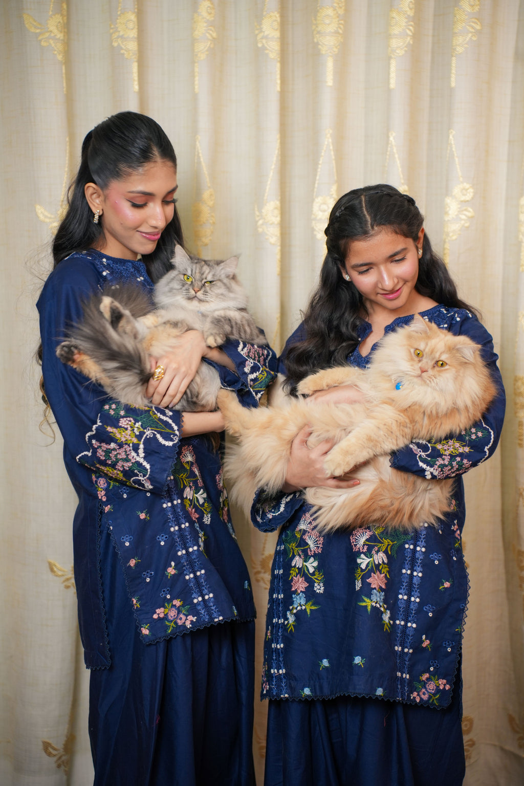 Navy blue 2-piece Embroidered Lawn Suit Ensemble