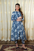Blue Floral Printed + Embroidered 2-Piece Suit